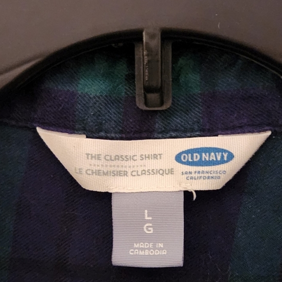 Old Navy "The classic Shirt", size large, color plaid blue and green. - Picture 3 of 4